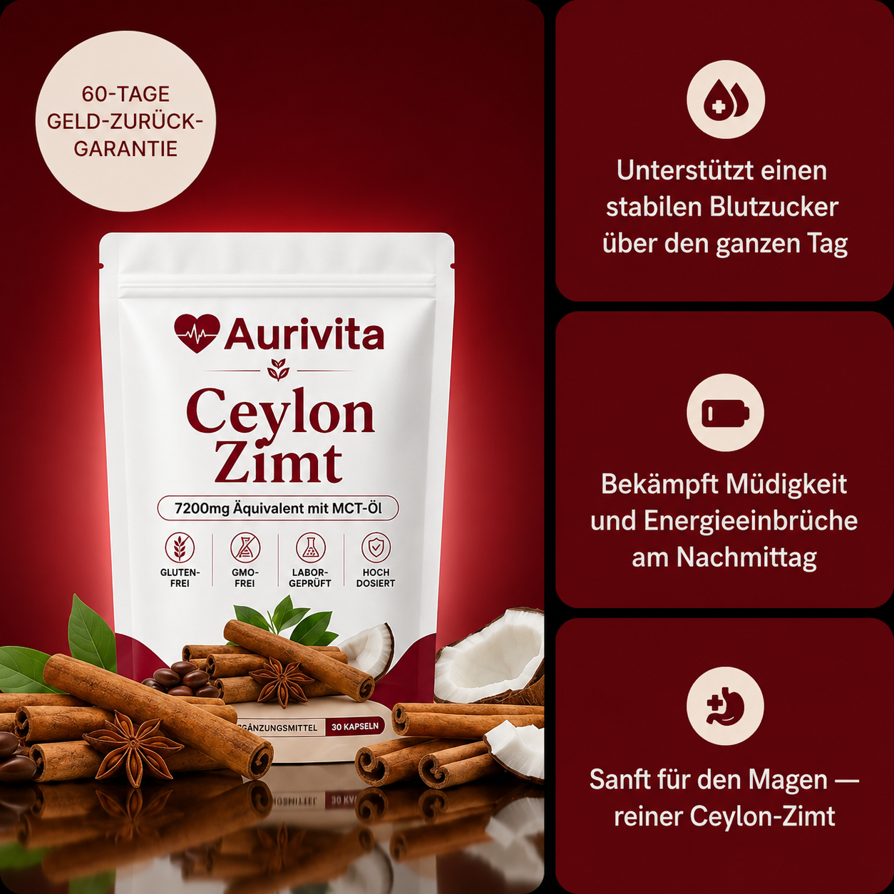Aurivita Ceylon Zimt 7200 mg mit MCT-Öl